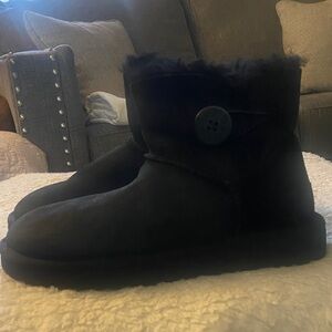 UGG Black Shearling Button Short Booties